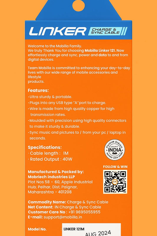 Mobilla LINKER121M 40W Micro USB Cable