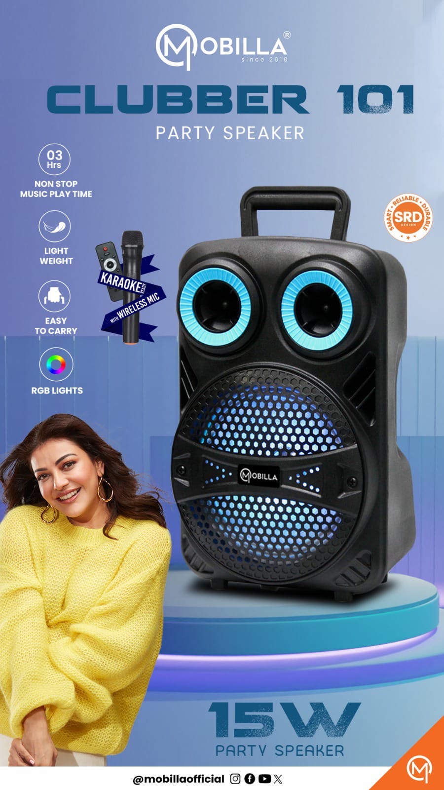Mobilla Clubber 101 Party Speaker with Karaoke Wireless Mic
