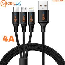Mobilla LINKERT541 3in1 Multi Function 4Amp Fast Charging Cable For Micro USB, Type-C, Lightning iPhone