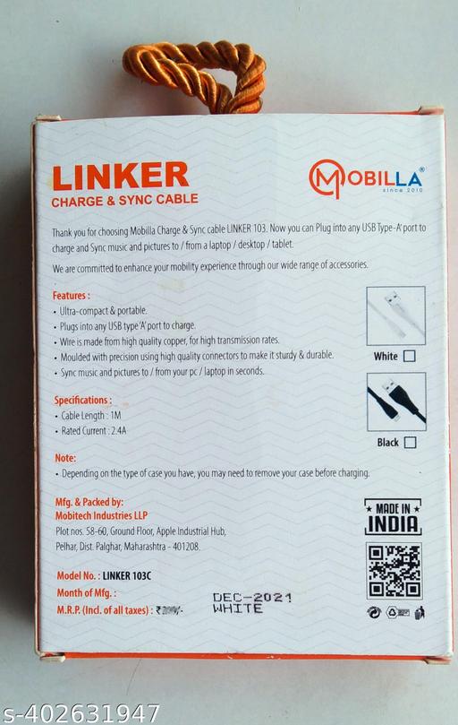 Mobilla LINKER103i 35W Output Lightning USB Cable