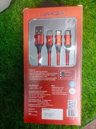 Mobilla LINKERT541 3in1 Multi Function 4Amp Fast Charging Cable For Micro USB, Type-C, Lightning iPhone